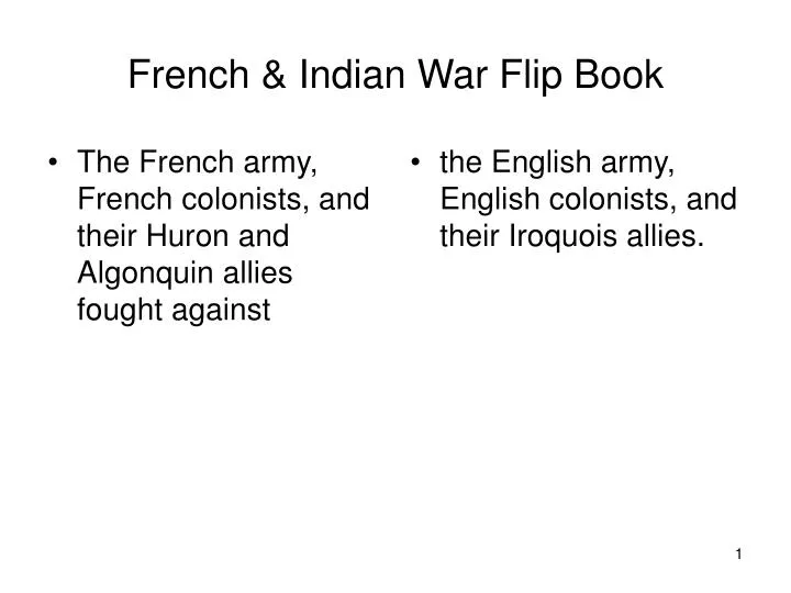 french indian war flip book