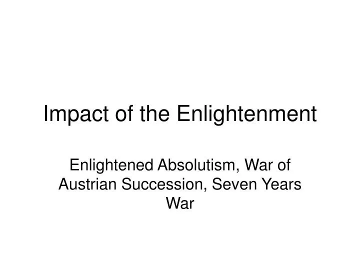 impact of the enlightenment