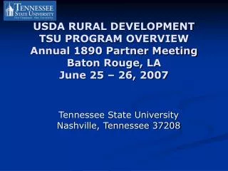 Tennessee State University Nashville, Tennessee 37208