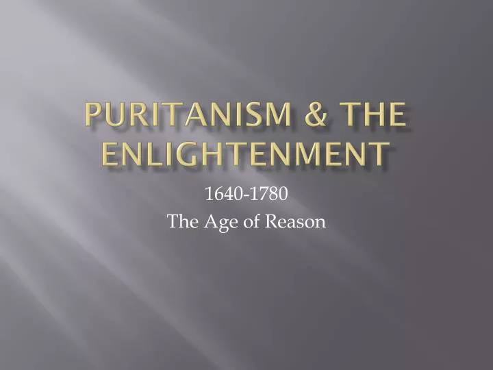 puritanism the enlightenment