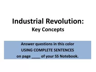 Industrial Revolution: Key Concepts
