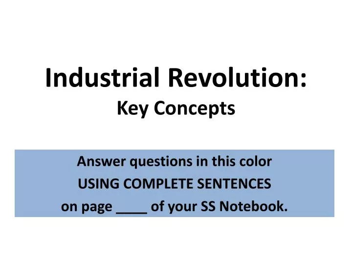 industrial revolution key concepts