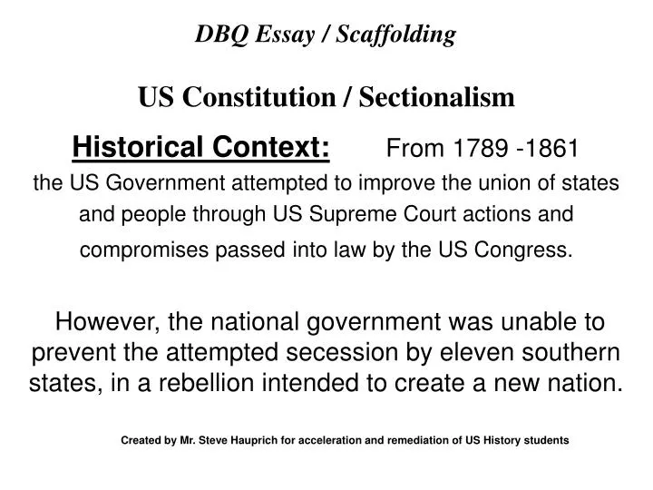 dbq essay scaffolding us constitution sectionalism