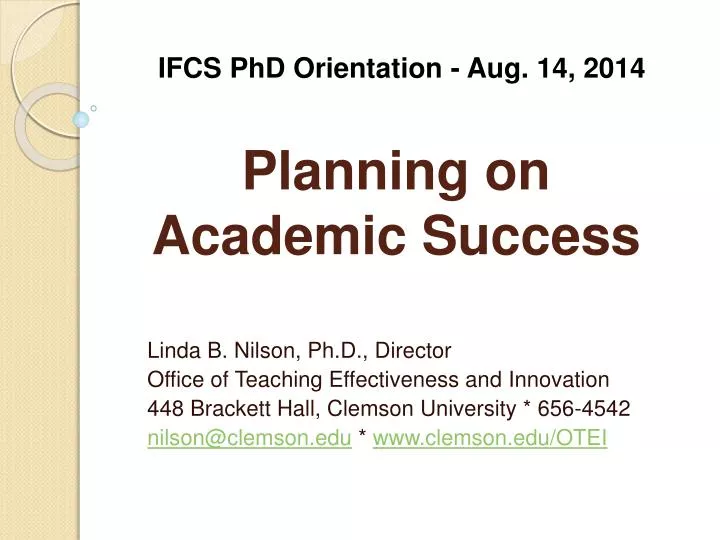 planning on academic success