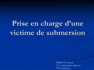 prise en charge d une victime de submersion