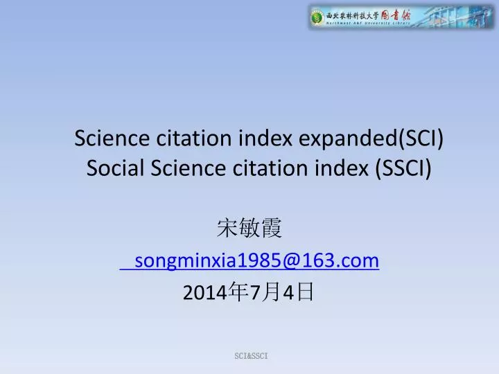 science citation index expanded sci social science citation index ssci