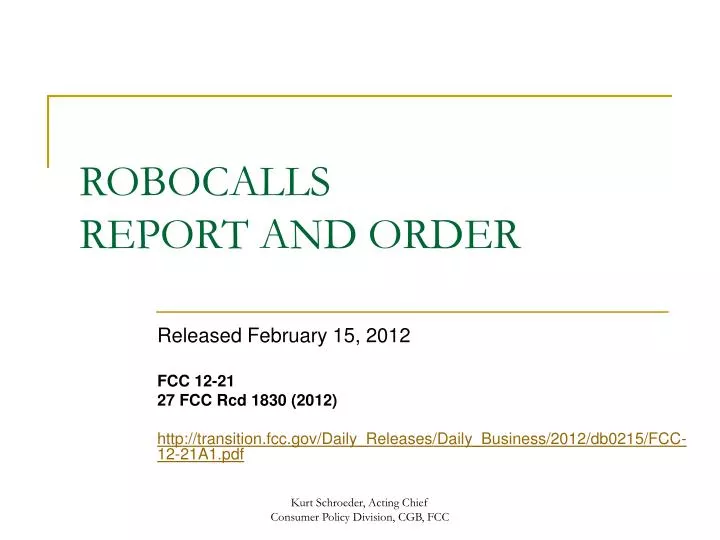 robocalls report and order
