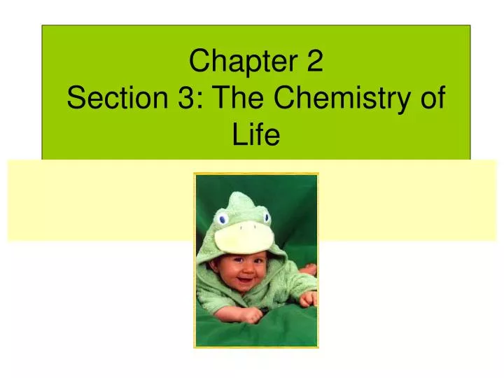 chapter 2 section 3 the chemistry of life