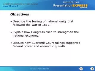 Describe the feeling of national unity that followed the War of 1812.