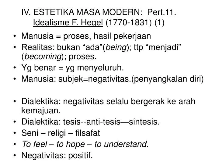 iv estetika masa modern pert 11 idealisme f hegel 1770 1831 1