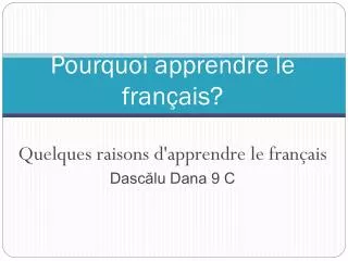 po u rquoi apprend r e le fran ais
