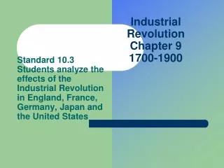 Industrial Revolution Chapter 9 1700-1900