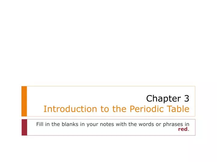 chapter 3 introduction to the periodic table