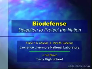 Biodefense Detection to Protect the Nation