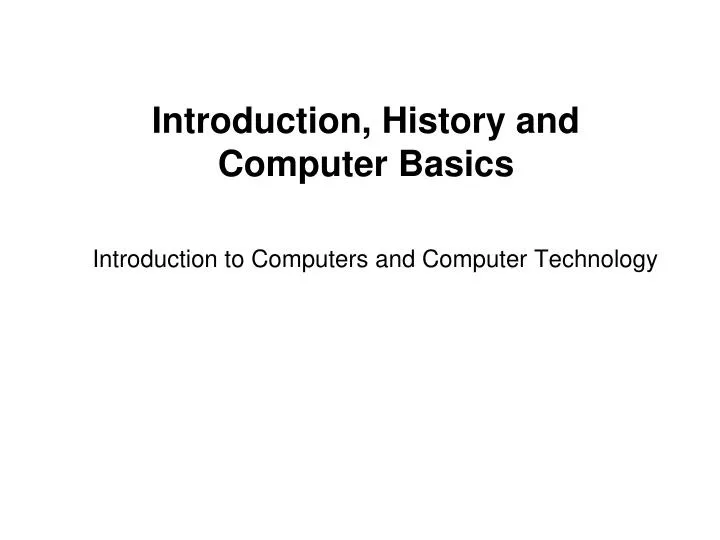 introduction history and computer basics