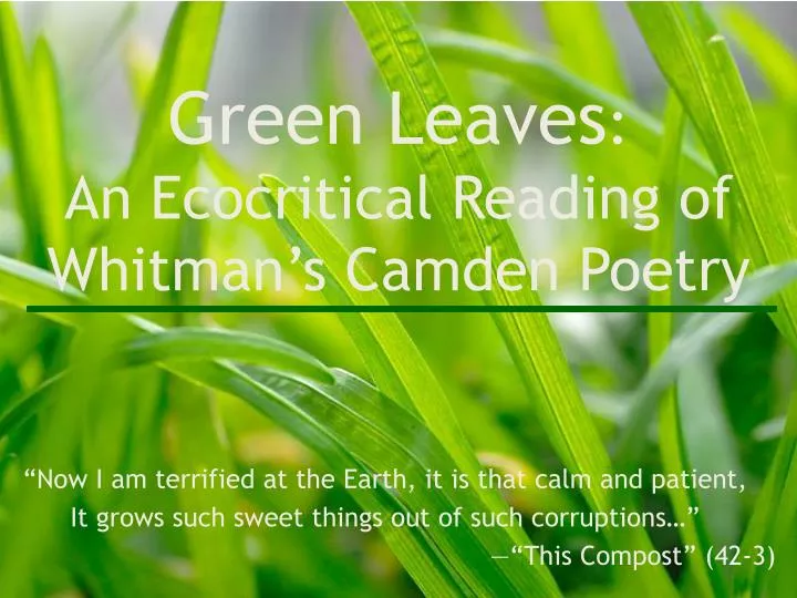 green leaves an ecocritical reading of whitman s camden poetry