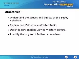 Understand the causes and effects of the Sepoy Rebellion. Explain how British rule affected India.