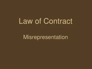 Law of Contract Misrepresentation