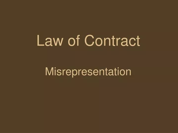 law of contract misrepresentation