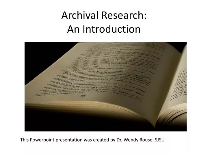 archival research an introduction
