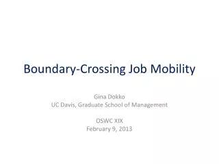 Boundary-Crossing Job Mobility