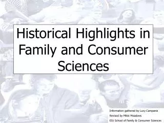 Historical Highlights in Family and Consumer Sciences