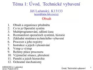 t ma 1 vod technick vybaven