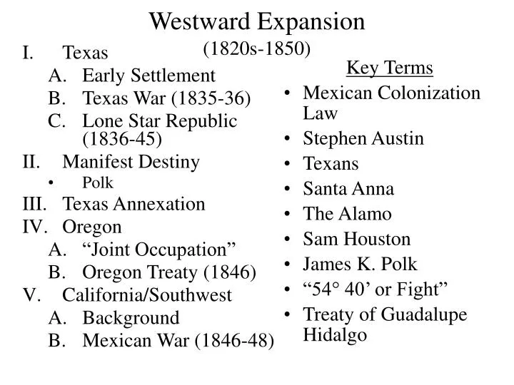 westward expansion 1820s 1850