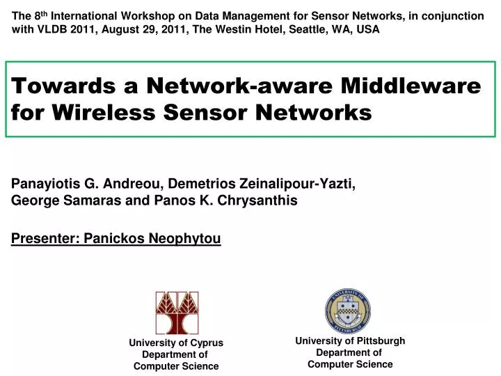 towards a network aware middleware for wireless sensor networks
