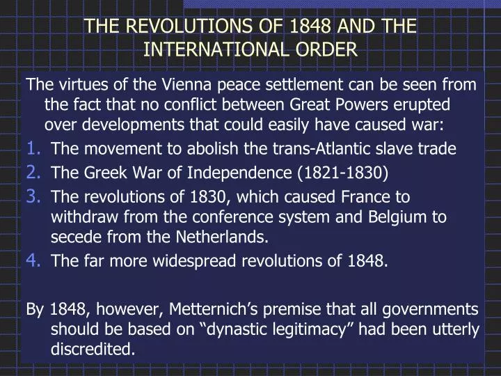 the revolutions of 1848 and the international order