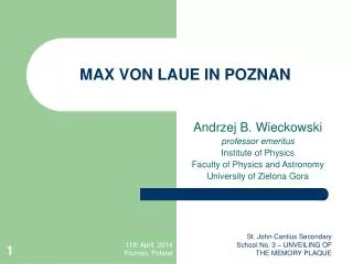 MAX VON LAUE IN POZNAN