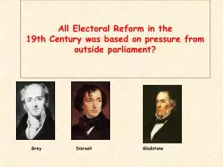 All Electoral Reform in the 19th Century was based on pressure from outside parliament?