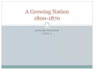 A Growing Nation 1800-1870