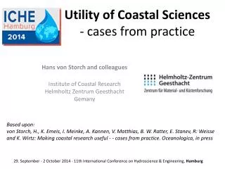 Utility of Coastal Sciences - cases from practice