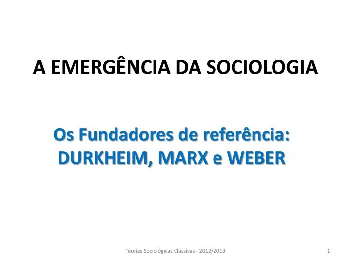 a emerg ncia da sociologia