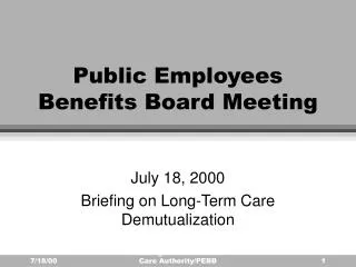 Public Employees Benefits Board Meeting