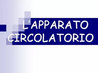 l apparato circolatorio