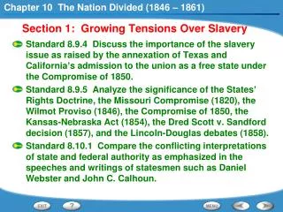 Section 1: Growing Tensions Over Slavery