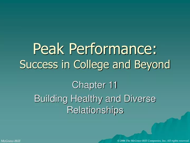 peak performance success in college and beyond