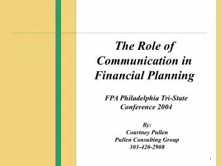 the role of communication in financial planning