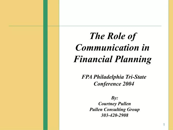 the role of communication in financial planning