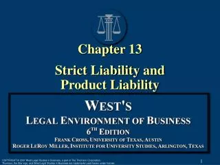 Chapter 13 Strict Liability and Product Liability