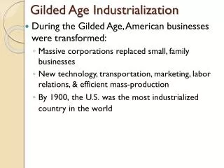 Gilded Age Industrialization