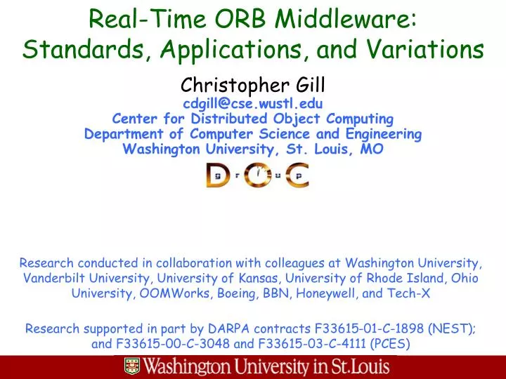real time orb middleware standards applications and variations