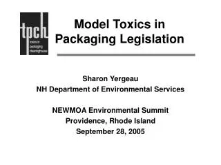 Model Toxics in Packaging Legislation