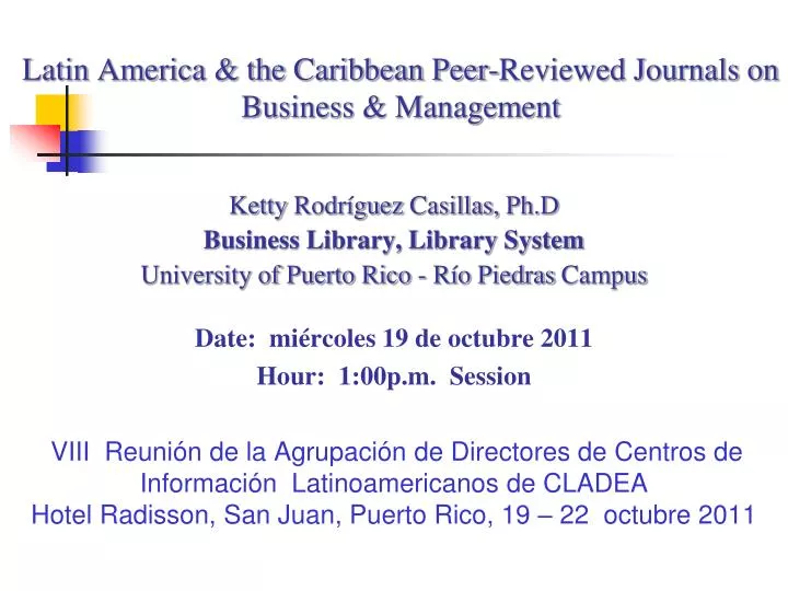 latin america the caribbean peer reviewed journals on business management