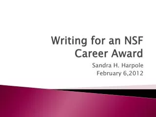 Writing for an NSF Career Award