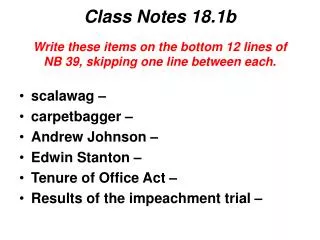 Class Notes 18.1b