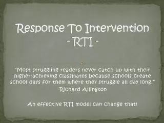 Response To Intervention - RTI -