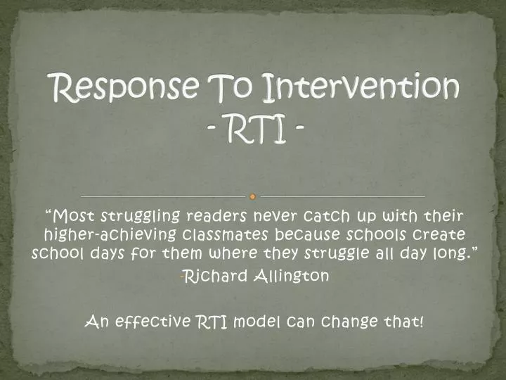 response to intervention rti